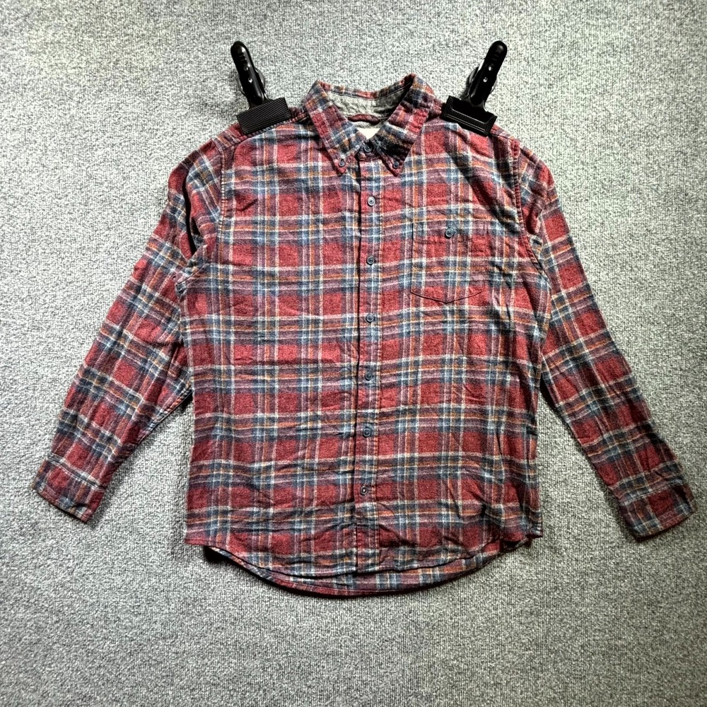 Weatherproof Vintage Shirt Mens Large Red Blue Plaid Flannel Button-Down Classic